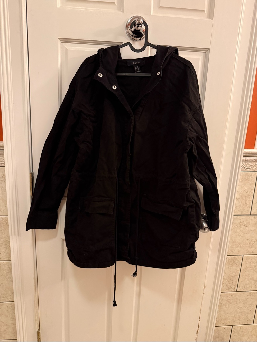 Forever 21 Black Utility Hooded Jacket